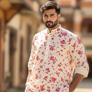 Mens Floral Kurta